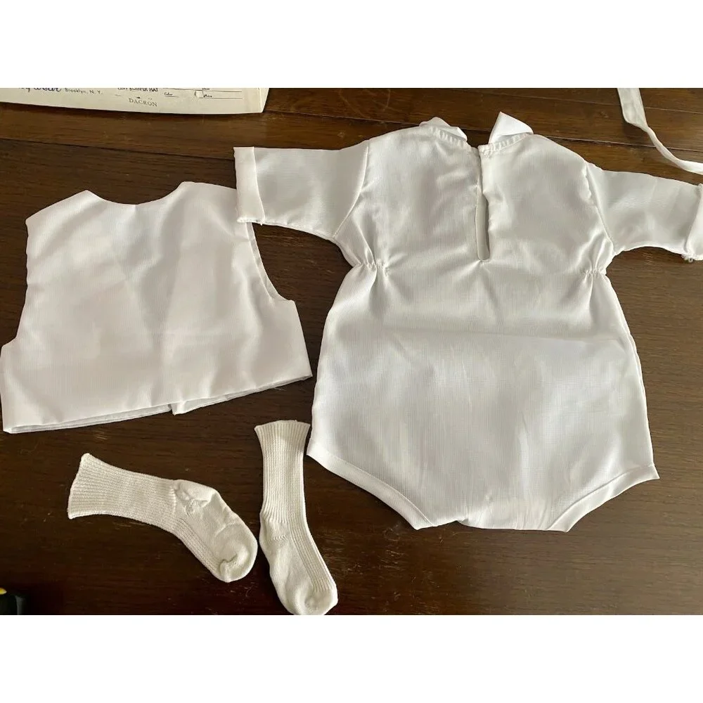 Phyllis‎ Baby Wear Infant Boys Christening Set Vest Romper Hat Vintage